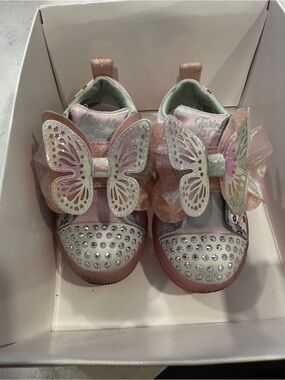 Pink Glitter Butterfly Kids Sneakers
